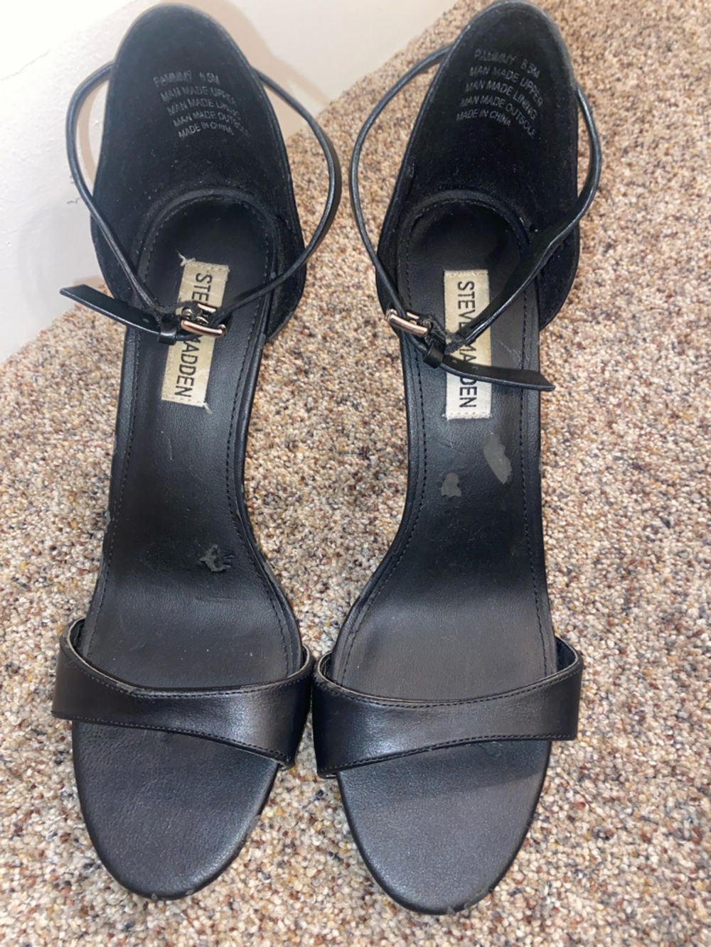 Steve Madden Black Strappy Ankle-Heel Sandals
